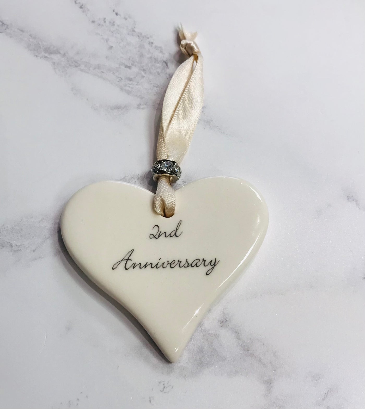 Dimbleby Ceramics Sentiment Hanging Heart - 2nd Anniversary