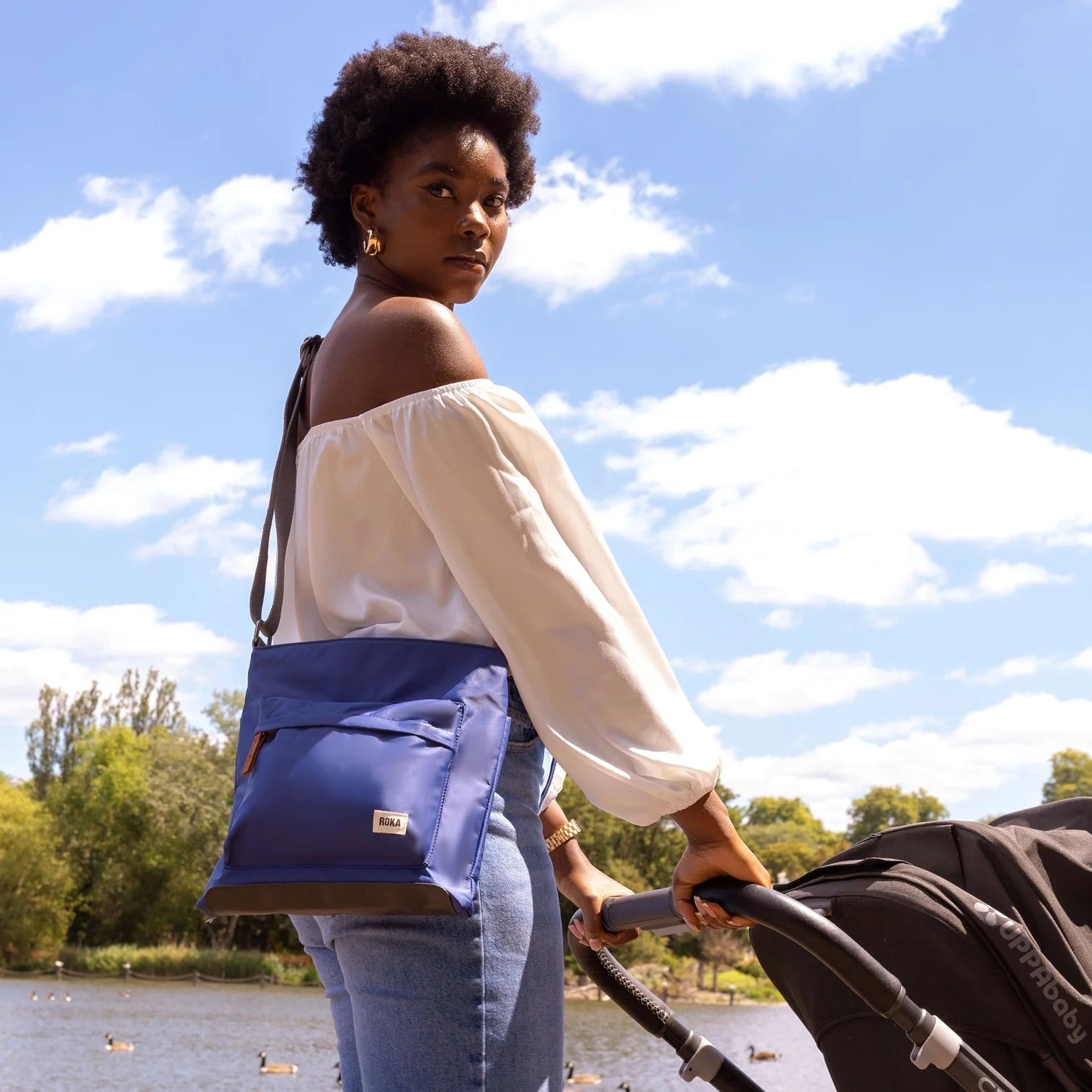 Roka Kennington B Medium Crossbody Bag -Sustainable Nylon - Burnt Orange