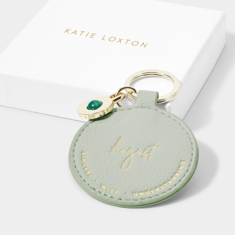 NEW Katie Loxton Birthstone Keyring - August - Aventurine - Light Sage