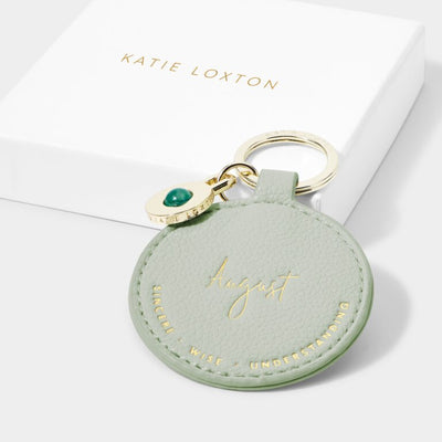 NEW Katie Loxton Birthstone Keyring - August - Aventurine - Light Sage