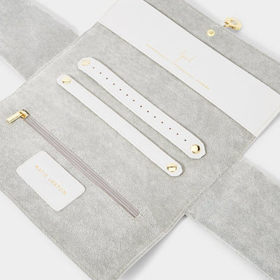 Katie Loxton Birthstone Jewellery Roll - APRIL - Rock Crystal  - Off White