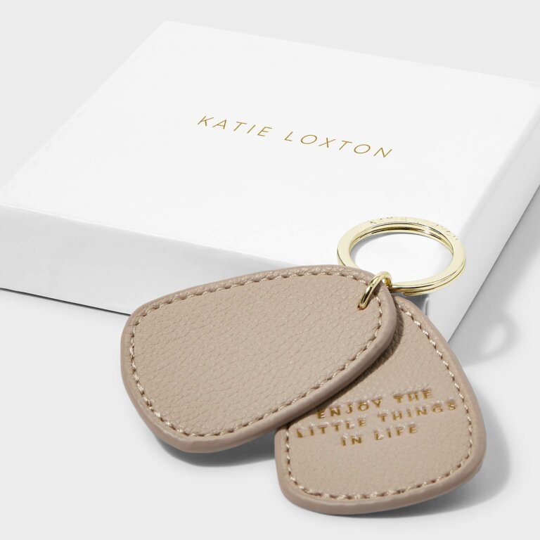 Katie Loxton Beautifully Boxed Keyring - Enjoy the Little Things in Life - Taupe