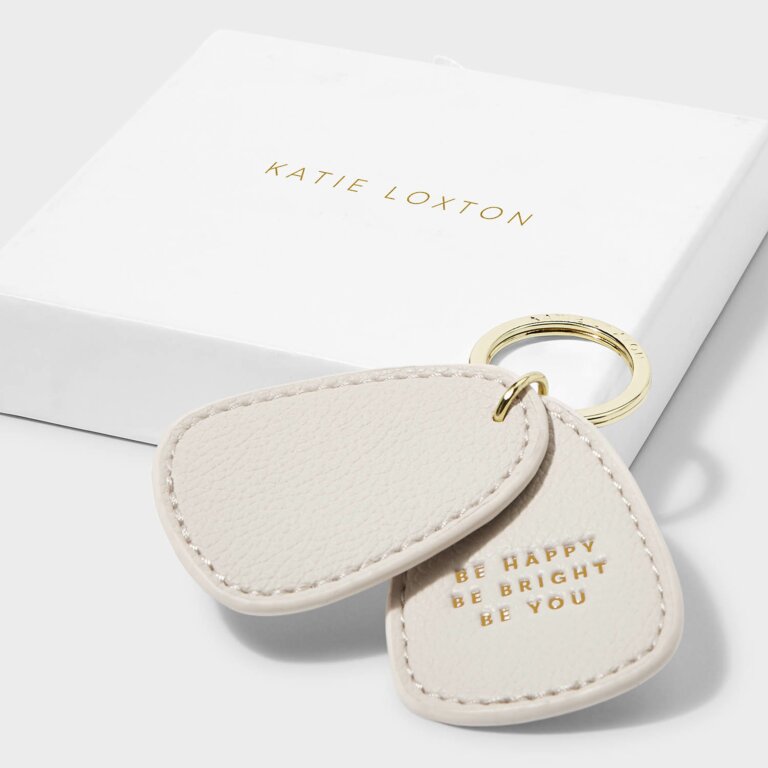 Katie Loxton Beautifully Boxed Keyring - Be Happy Be Bright Be You - Off White
