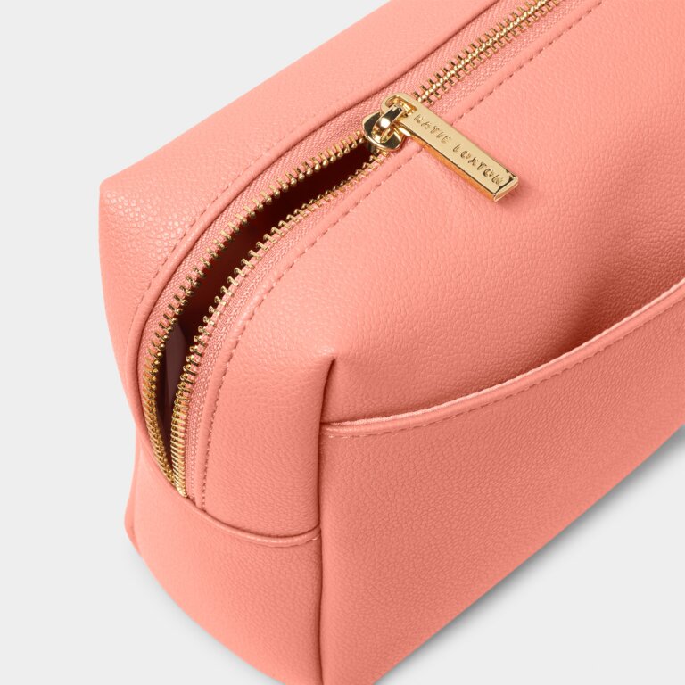 Katie Loxton Secret Message Wash Bag - Be Happy, Be Bright, Be-you-tiful - Coral
