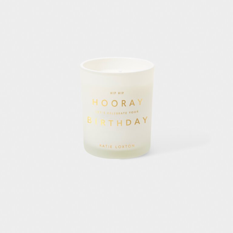 Katie Loxton Sentiment Candle 'Hip Hip Hooray Let's Celebrate Your Birthday' - Champagne & Sparkling Berry