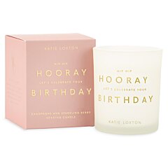 Katie Loxton Sentiment Candle 'Hip Hip Hooray Let's Celebrate Your Birthday' - Champagne & Sparkling Berry