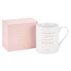 Katie Loxton Porcelain Mug "A House Filled With Love Makes A Happy Home'- Pink