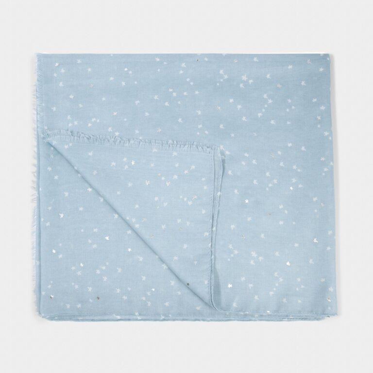 Katie Loxton Foil Scarf - Small Star Print - Pale Blue