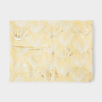 Katie Loxton Metallic Scarf  - Shell Print - Yellow, White & Gold