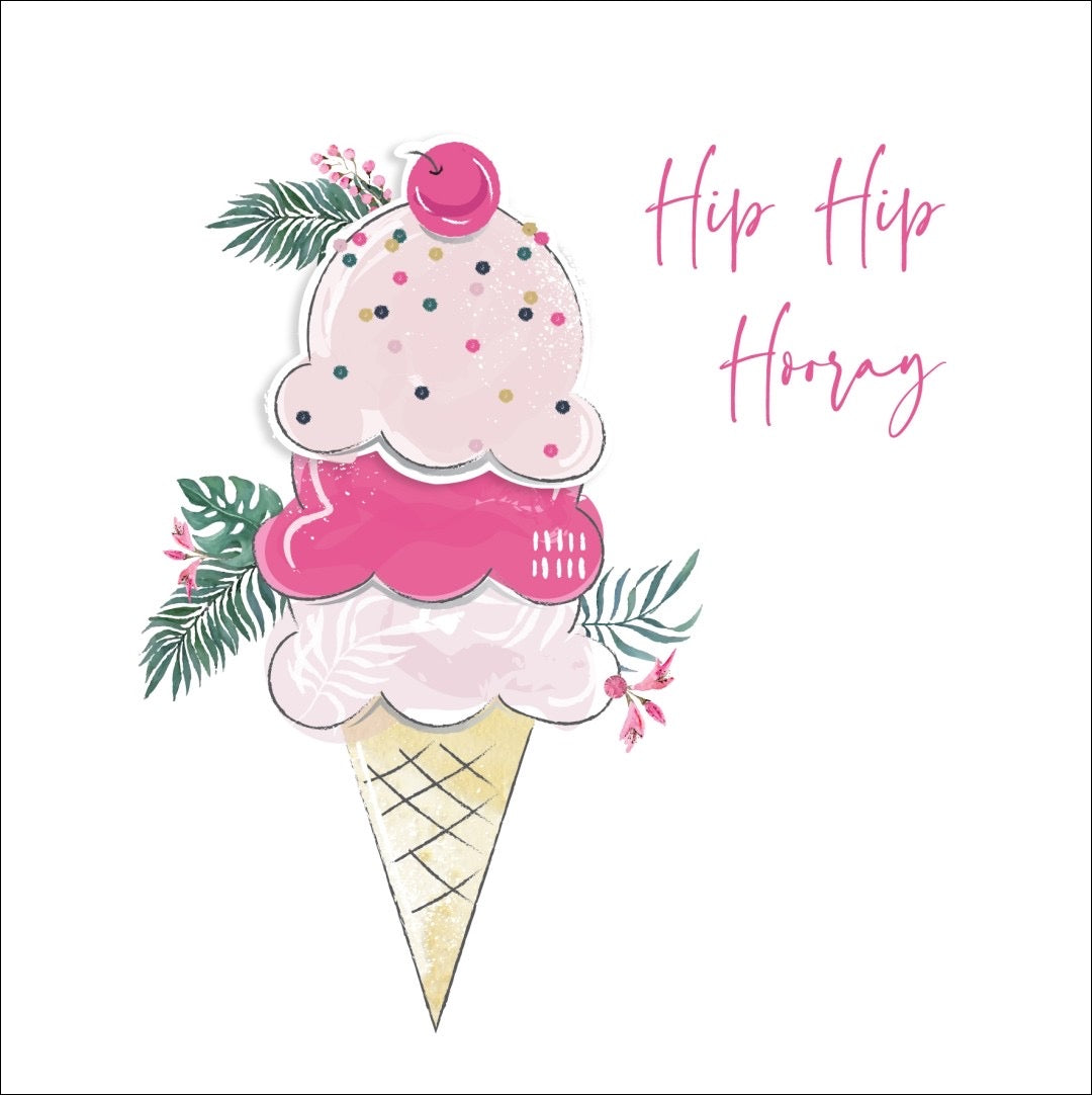 Hip Hip Hooray Ice Cream Birthday Card