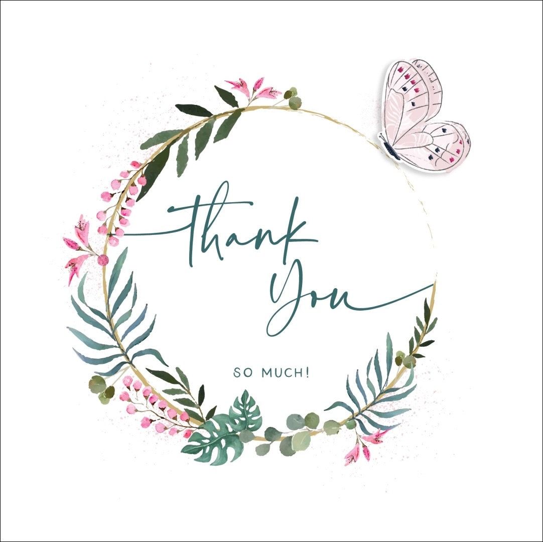 Thank you So Much Floral Butterfly Card
