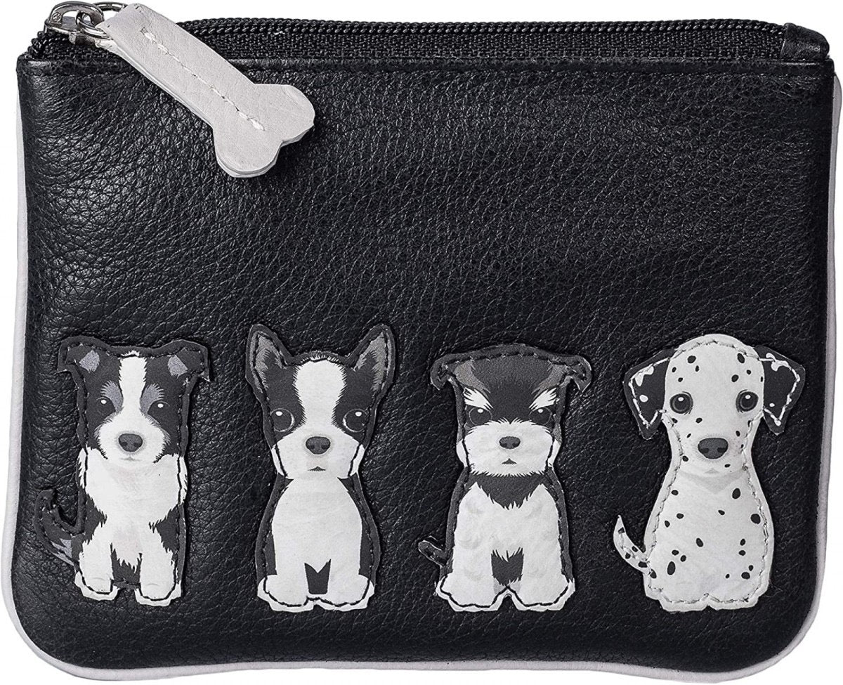 Mala Leather Best Friends Sitting Dogs Coin Purse (4225 65)  - Black