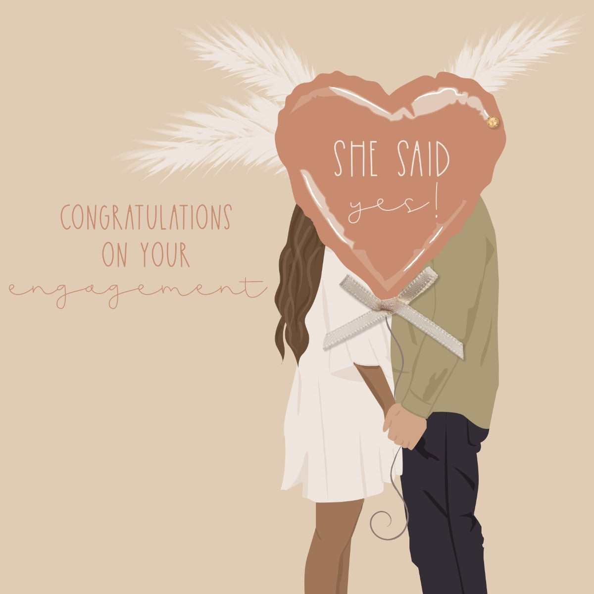 Congratulations on your Engagement Heart Balloon & Couple Card
