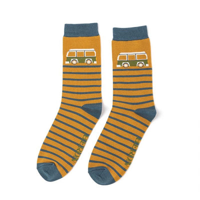 Mr Heron MENS Bamboo Ankle Socks - Campervan - Mustard