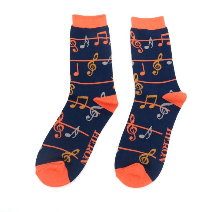 Mr Heron MENS Bamboo Ankle Socks - Music - Navy Blue