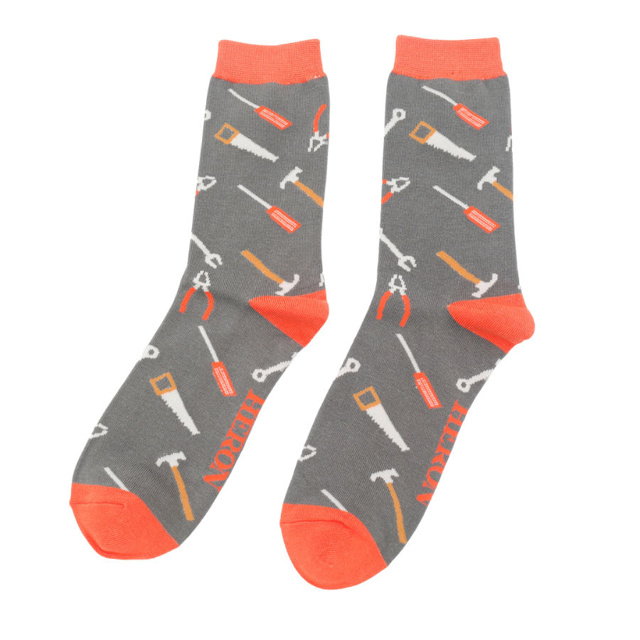 Mr Heron MENS Bamboo Ankle Socks - Tools - Grey