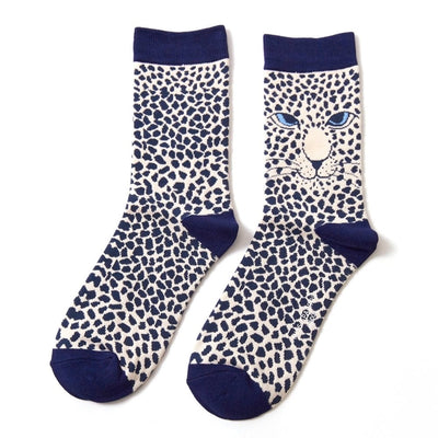 Miss Sparrow Bamboo Ankle Socks - Leopard - Cream