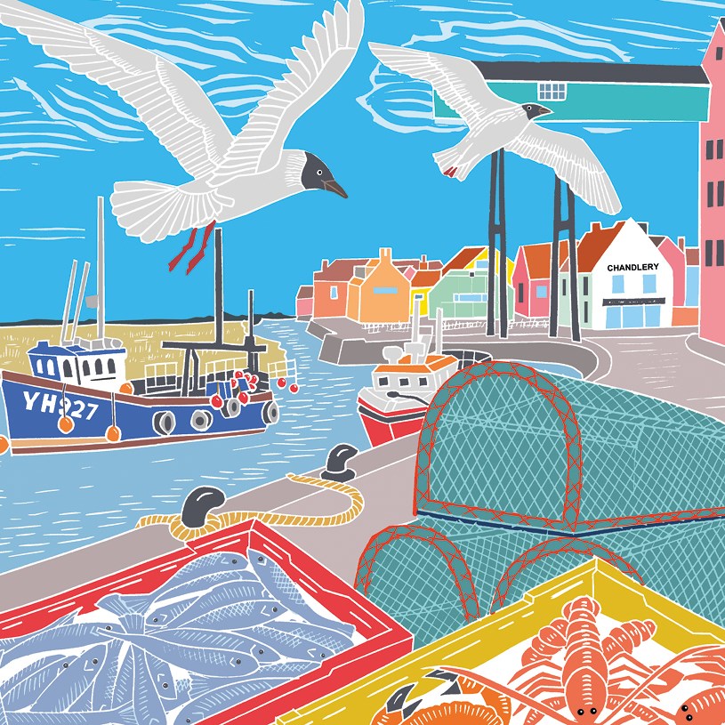 The Art File -Gulls by the Harbour - Nature Trail Collection by Kate Heiss Blank Card