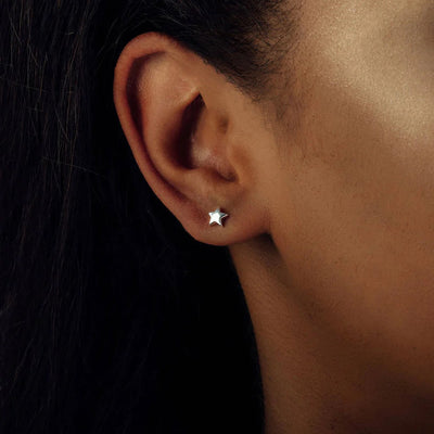 Make a Wish - Message in a Bottle - Sterling Silver Star Stud Earrings