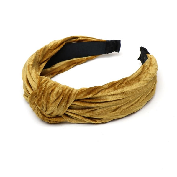 POM Antique Gold Pleated Velvet Knotted Headband