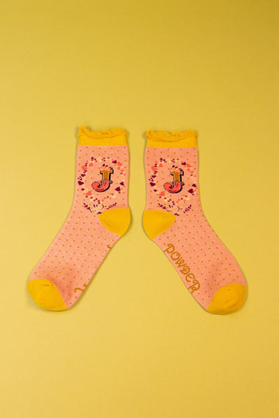 Powder Alphabet Socks - Letter J