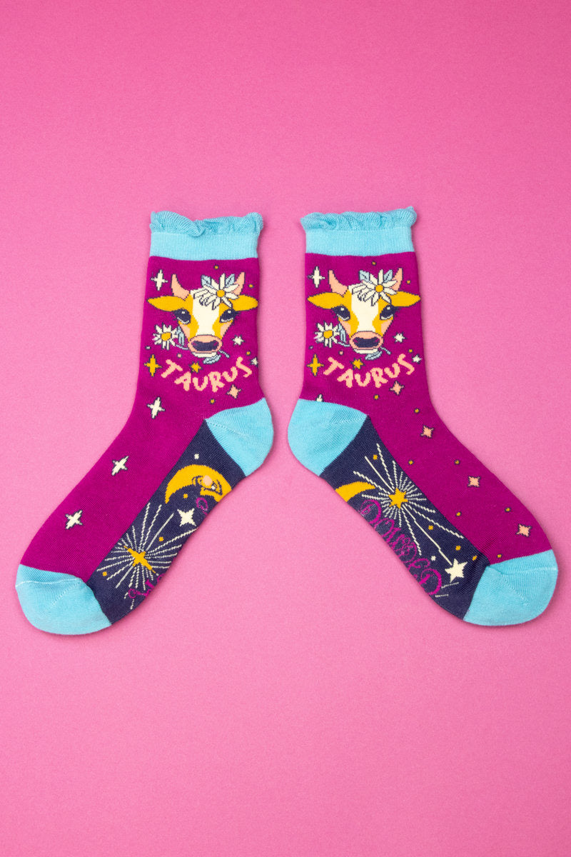 Powder Taurus Zodiac Ankle Bamboo Socks (21st April - 21st May)