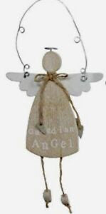 Gisela Graham Wooden Guardian Angel Hanging Decoration - Natural Wood