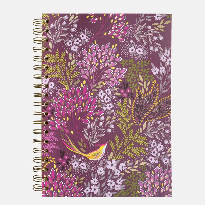 Sara Miller Plum Songbird B5 Wire Notebook