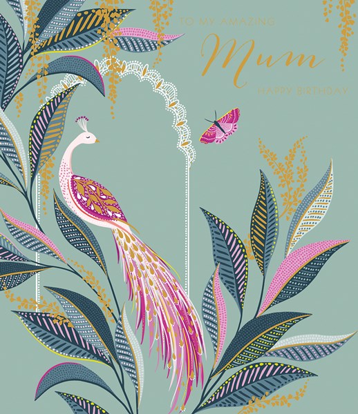 Sara Miller by The Art File -Amazing Mum Birthday Peacock Card