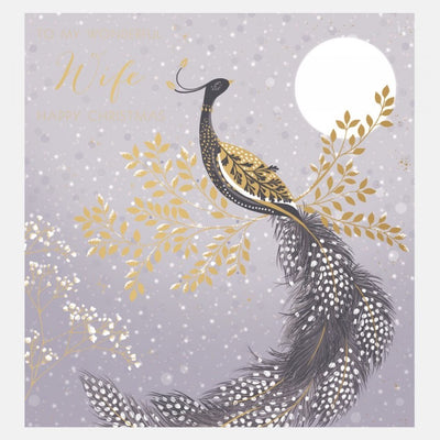 Sara Miller by The Art File - Wonderful Wife Peacock Christmas Card