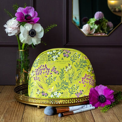 Sara Miller Havali Garden Print Medium Make-Up Cosmetic Bag - Lime