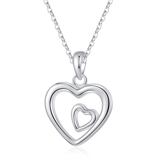 Gracee Jewellery Sterling Silver Two Open Hearts Necklace