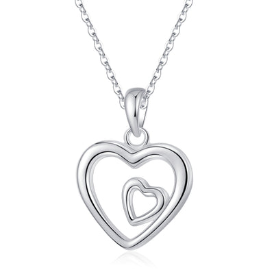 Gracee Jewellery Sterling Silver Two Open Hearts Necklace