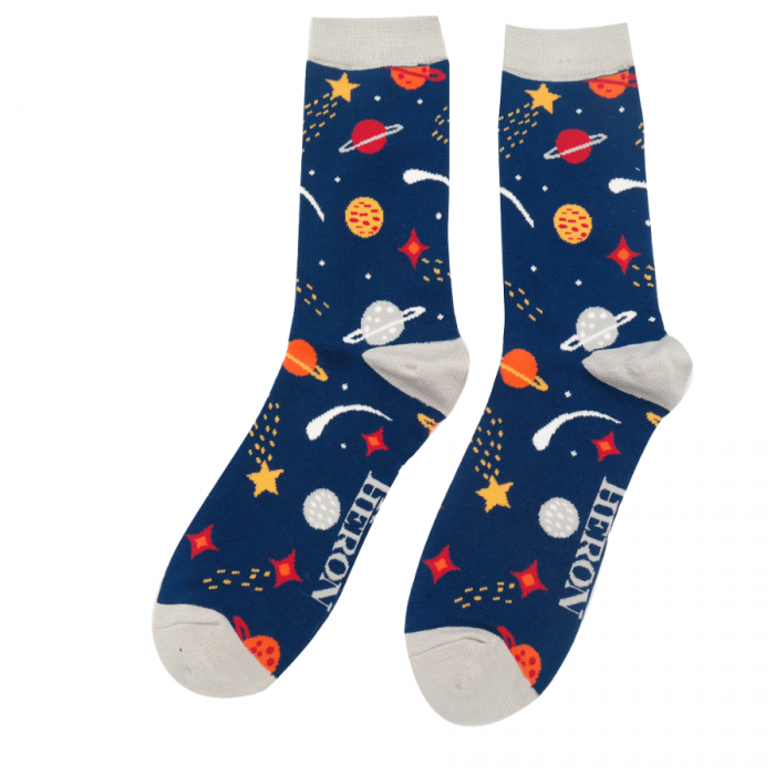 Mr Heron MENS Bamboo Ankle Socks - Space - Navy Blue