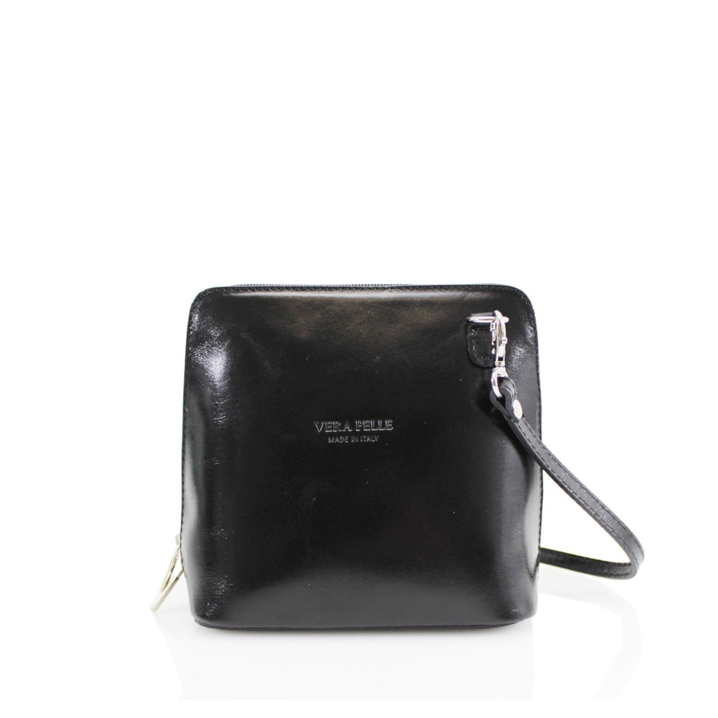 Leather Mini Crossbody Handbag - Black