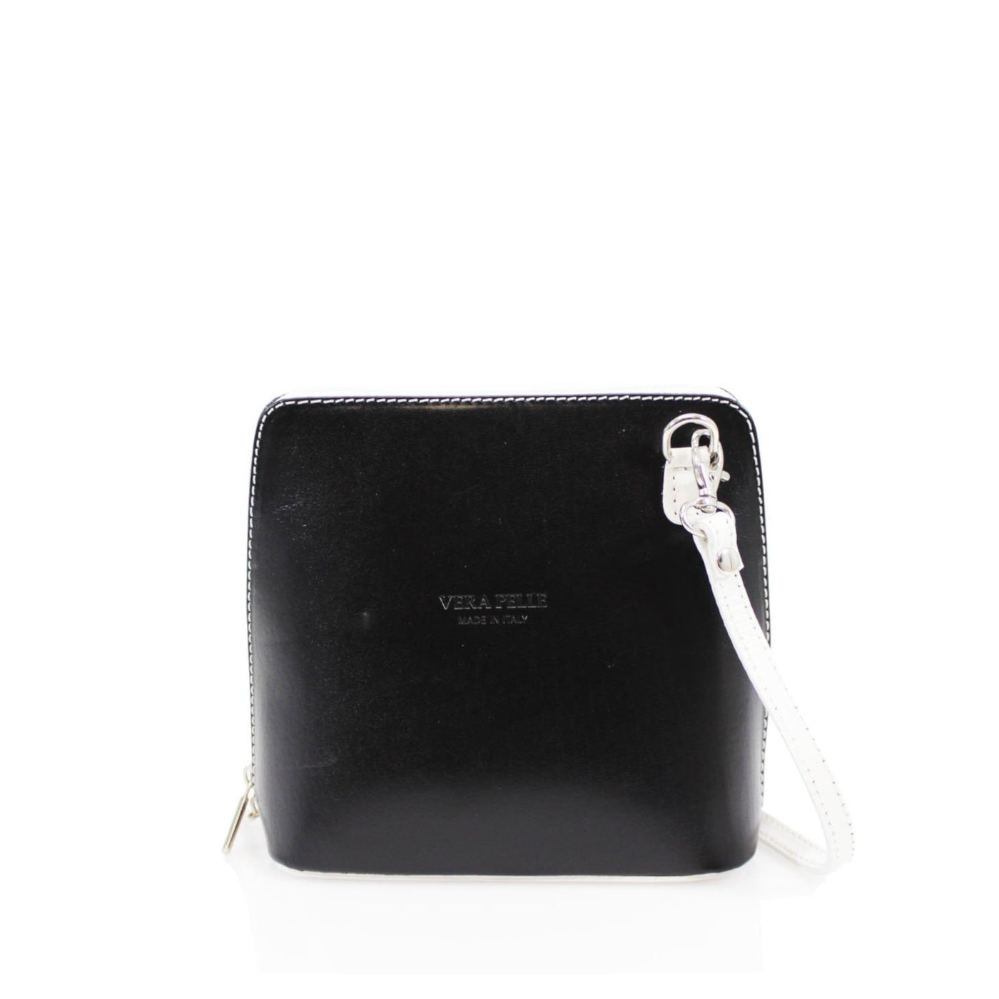 Leather Mini Crossbody Handbag - Black & White