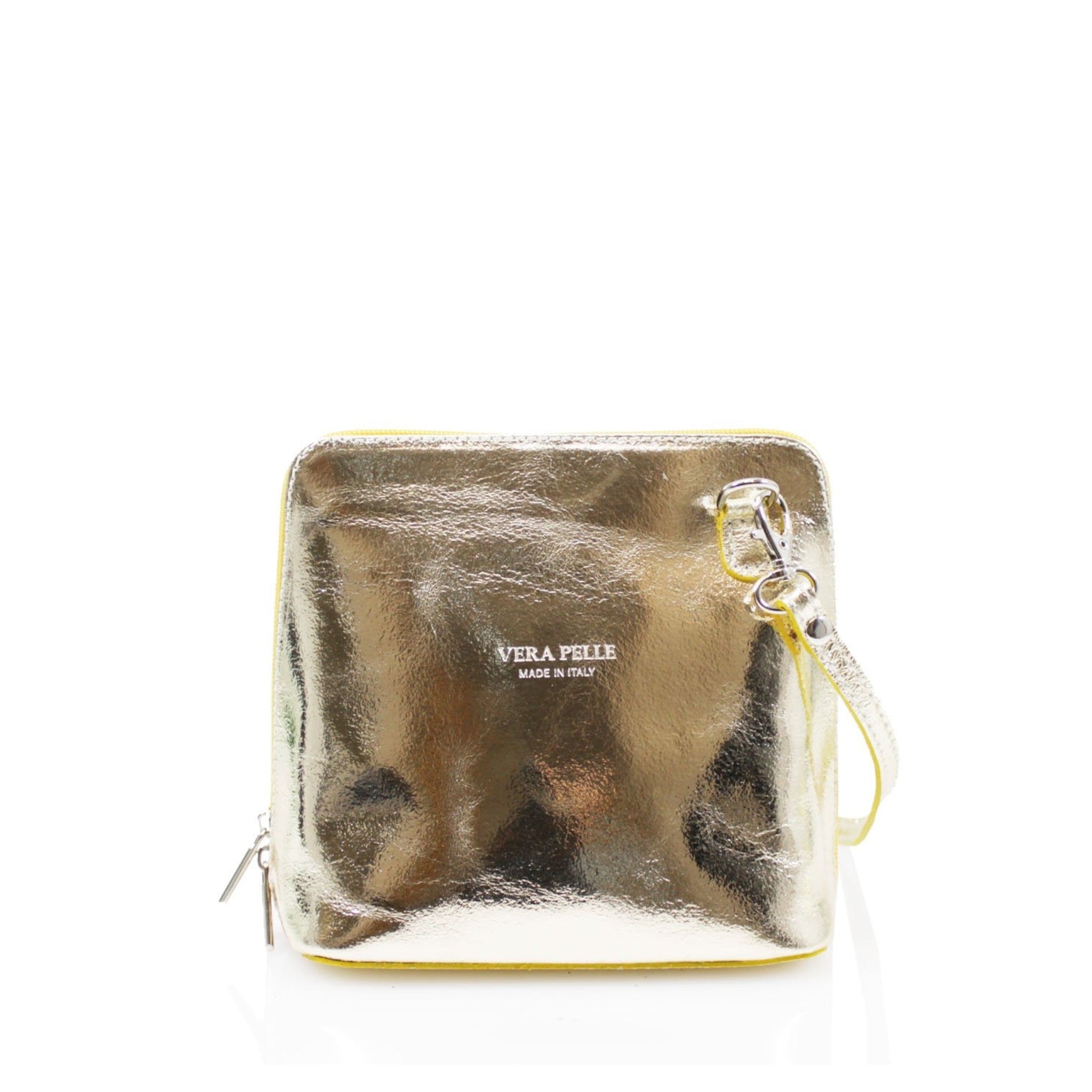 Leather Mini Crossbody Handbag -Metallic Gold