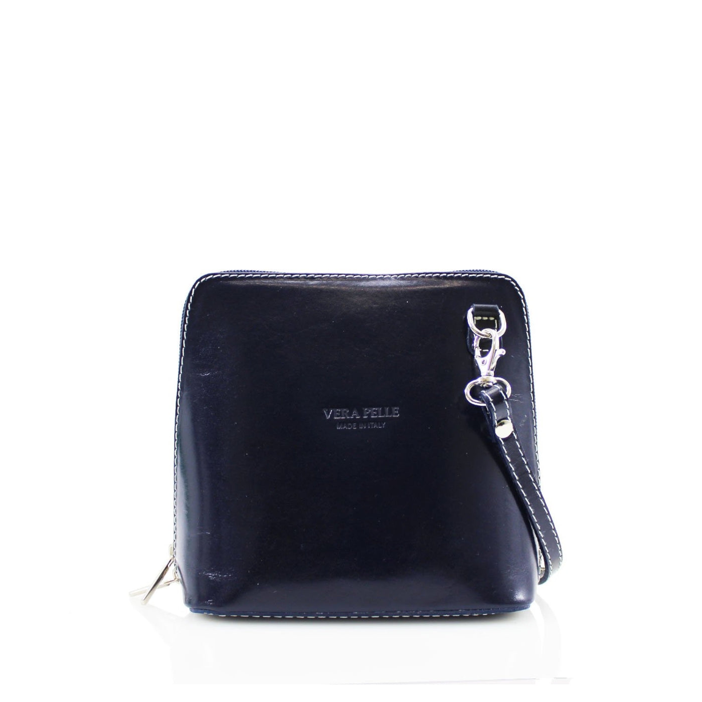 Leather Mini Crossbody Handbag - Navy