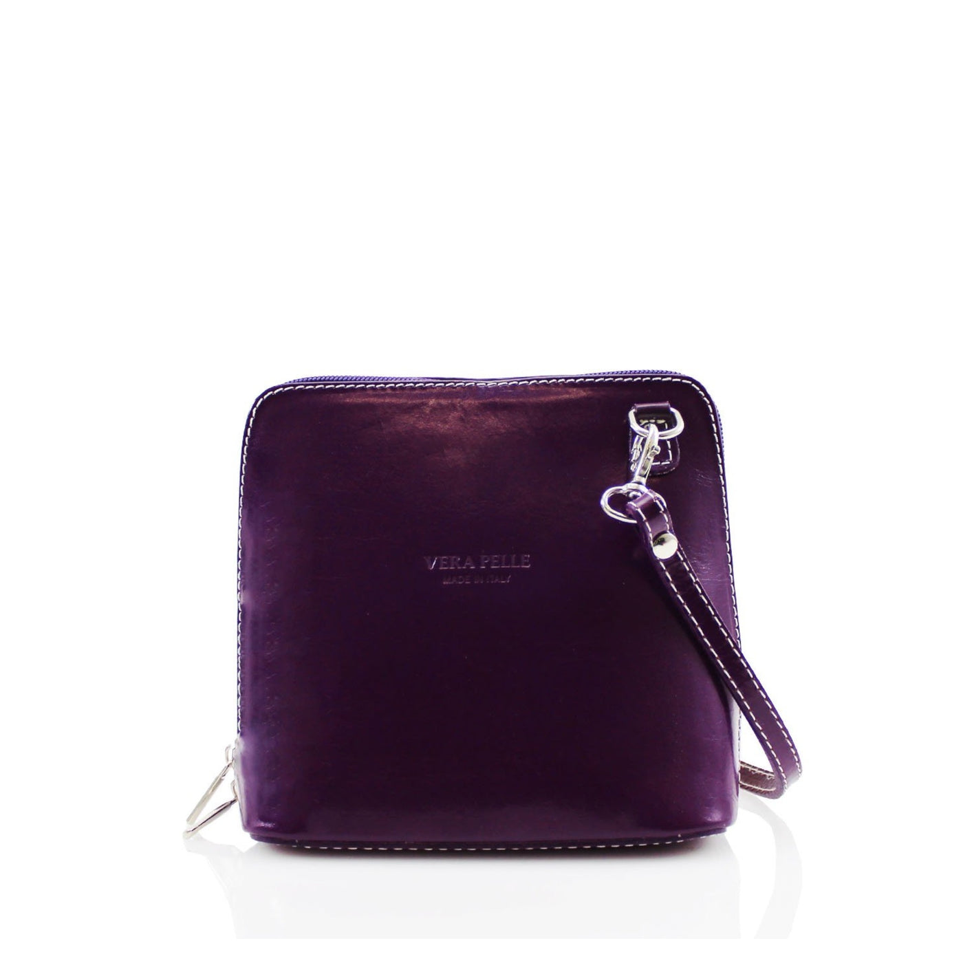 Leather Mini Crossbody Handbag -Purple