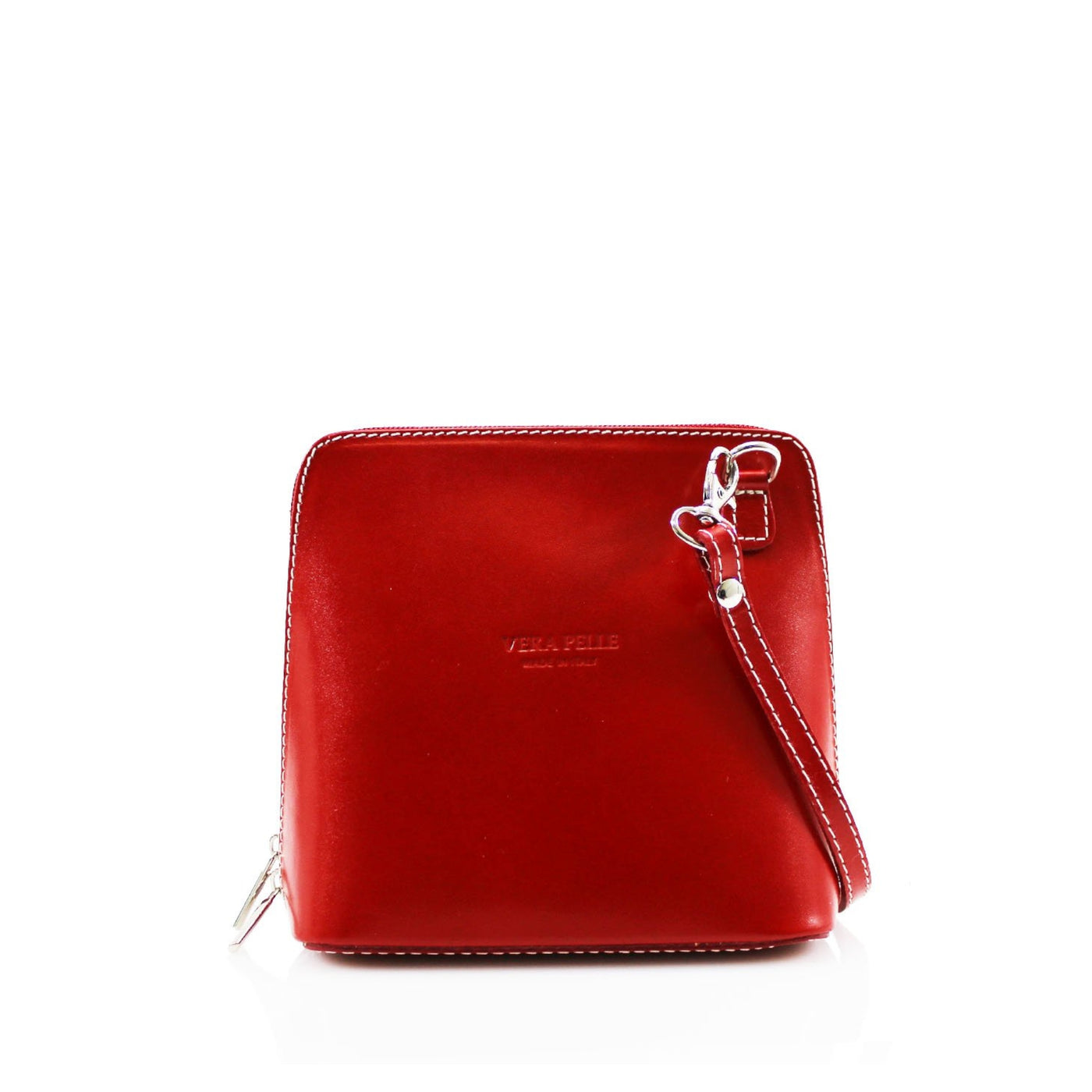 Leather Mini Crossbody Handbag - Red