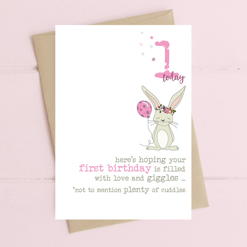 Dandelion Stationery - 1st Birthday Bunny Card